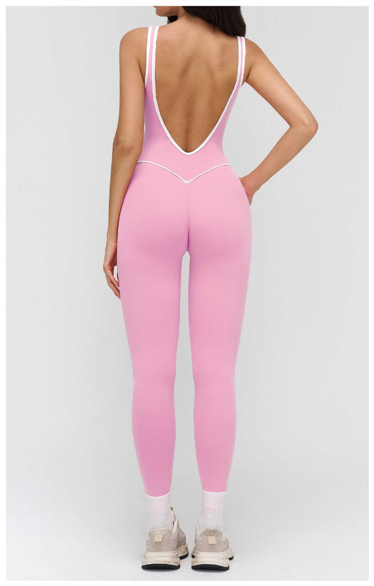 Fitness and Yoga wear  Body Suit with white stripes